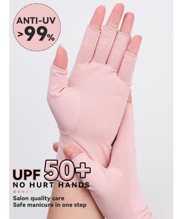 Kalolary Anti UV Gloves for Nail Lamp UPF50+ UV Protection Gloves for Manicure Nail Art Fingerless UV Shield Gloves for Women Girls Gel Manicures (Pink) - Buy Online on GoSupps.com