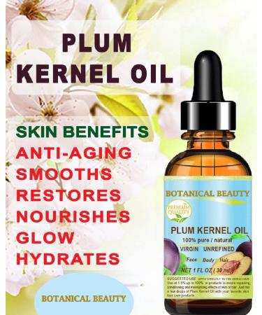 Botanical Beauty French PLUM KERNEL OIL 100% Pure Natural Virgin Unrefined Cold Pressed Carrier Oil 1 oz- 30 ml for Face Skin Hair Lips Nails. Skin SuperFood. Face moisturizer Oil 1 Fl Oz (Pack of 1) - Buy Online on GoSupps.com