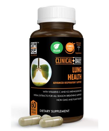 Clinical Daily Vegan Lung Cleanse and Detox Capsules a purer Better Lungs Supplement. Mucus Clear Lung Detox Supports Breathing deep Lung Restore to Support Better Lung Health. 60 Ct
