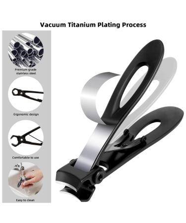 Surgical Grade Stainless Steel Nail Clippers - 15mm Wide Jaw Opening Cutter for Thick Nails - Sharp Blade for Fingernails & Toenails - Black - Buy Online on GoSupps.com