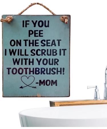 Funny Wooden Wall Sign for Bathroom - If You Pee on the Seat I Scrub it with Your Toothbrush! - Geruwam Blue Art Decor - Buy Online on GoSupps.com
