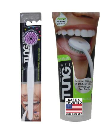 Peak Essentials | Tongue Scraper | Mint Blast - Natural TUNG Gel Kit | Tongue Cleaner | Odor Eliminator | Fight Bad Breath | Fresh Mint | BPA Free | Made in America (STARTER PACK)