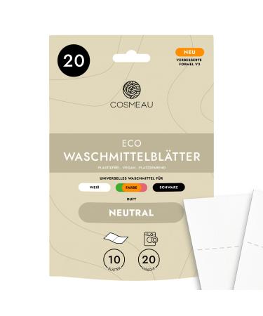Cosmeau detergent leaves neutral - up to 20 washes (10 leaves) - sustainable detergent for white color and black - plastic -free degradable & perfect travel detergent - Buy Online on GoSupps.com