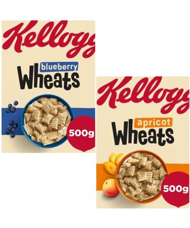 Breakfast Cereal Bundle with Kellogg's Cereal Apricot Wheats 500g with Blueberry Wheats 500g (2 Pack)