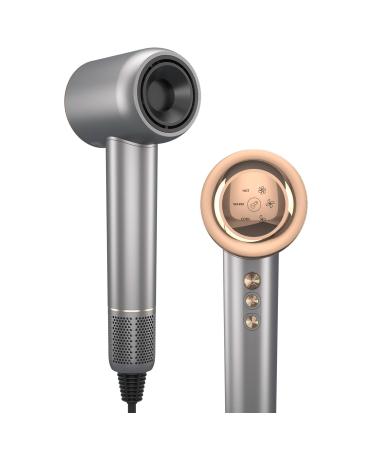 Hair Dryer 110000 RPM High-Speed Brushless Motor 300 Million Negative Ionic Smart Temperature Control Blow Dryer with 360 Rotating Magnetic Nozzle & LED Display Lightweight Low Noise Fast Dryer