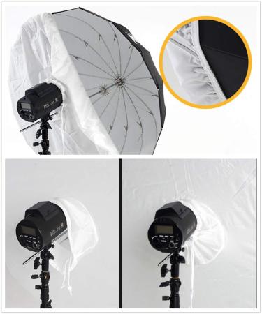 HappyGo 60 Inch Parabolic Umbrella Front Diffuser Cover - Black/Silver Reflective Lighting Umbrella Soft Light Cloth - Buy Online on GoSupps.com