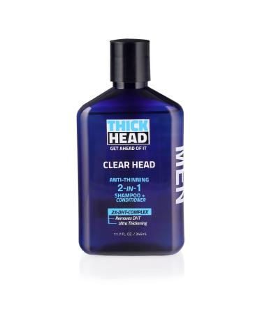 Thick Head Clear Head Anti-Thinning 2 in 1 Shampoo and Conditioner for Men Ultra Thickening Formula for Thicker Fuller Hair - Free of Sulfates, Parabens, and Dyes - 11.7 Fl Oz 11.70 Fl Oz (Pack of 1)