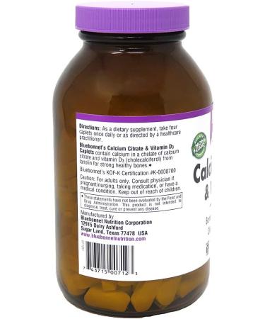 Buy Bluebonnet Nutrition Calcium Citrate Plus Vitamin D3 - 180 Caplets for Strong Bones - Buy Online on GoSupps.com