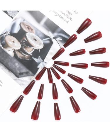 Coffin False Nails Press on Nails French Long Fake Nails Ballerina Acrylic Stick on Nails 24pcs for Women and Girls (Color : Pink Size : I) - Buy Online on GoSupps.com