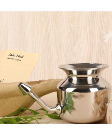 SteloKleen Stainless Steel Neti Pot Kit with Pure Salt - Unbreakable Pot & Leak Plug Nose Tip for Improved Nasal Health | HealthAndYoga - Buy Online on GoSupps.com