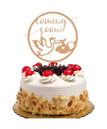 Coming Soon Cake Topper Stork & Baby Silhouette Cake Decor for Baby Shower Party Decorations Gender Reveal Party Supplies Rose Gold