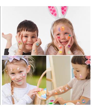 Easter Temporary Tattoos for Kids - Bunny, Egg, Chick Designs - Waterproof Fake Tattoos for Easter Party - 10 Sheets - Buy Online on GoSupps.com
