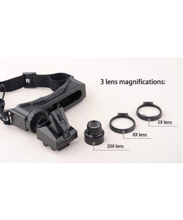 Lightweight Magnifying Glass Head-Mounted Magnifying Glass with Light 5 Times 8 Times and 20 Times Three Groups of Lenses Can Be Used to Repair The Watch Lofty Ambition - Buy Online on GoSupps.com