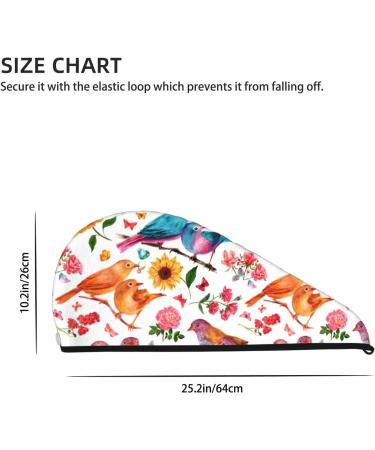 Super Absorbent Microfiber Hair Towel for Women | Flowers Birds and Butterflies Design | Quick Dry Coral Velvet Wrap for Long Curly Thick Hair - Buy Online on GoSupps.com