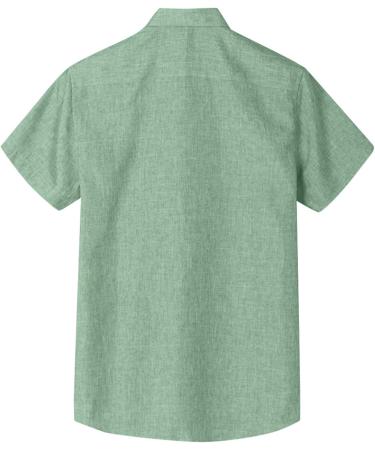 Buy Men's Linen Reversal Collar Short-Sleeved Henley Shirt - Mint Green | Loose Fit Business & Medieval Style - Buy Online on GoSupps.com