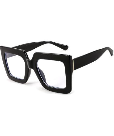 FEISEDY Fashion Oversized Blue Light Glasses for Women - Anti Fatigue Thick Square Computer Eyewear B2381 Black - 50mm - Buy Online on GoSupps.com