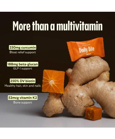 GEM Daily Bite for Women & Men, with 20+ Vitamins, Minerals, & Superfoods Like Zinc, Vitamin D, B-Complex, K, Turmeric, Fiber & Prebiotics, Beta Glucan GLP-1 Support & Immunity (Citrus Ginger,7 count) 7 Count (Pack of 1) - Buy Online on GoSupps.com