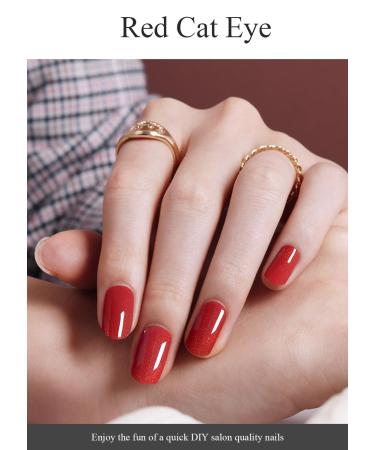 TrueShei Red Cat Eye UV Gel Nail Foils | 20 Self-Adhesive Nail Film Stickers | Gellack Wraps for Stunning Red Cat's Eye Nails - Buy Online on GoSupps.com