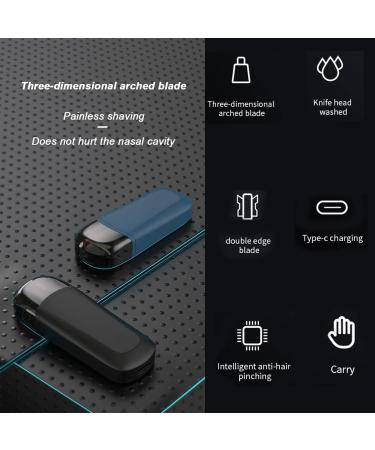 Portable Nose Hair Trimmer - Type-C Rechargeable 360 Hair Capture Washable Dust Protection Cap - Blue - Buy Online on GoSupps.com