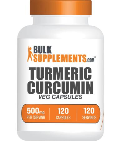 BulkSupplements.com Turmeric 500mg Extract Capsules - Curcumin Supplements Turmeric Curcumin - Gluten Free 120 Veg Capsules (Pack of 1) 120 Count (Pack of 1)