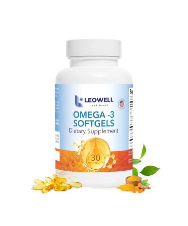 Leowell Omega-3 Softgels High Potency EPA 432 mg & DHA 288 mg Fish Oil Supplement 720 mg Total 30 Softgels Supports Heart Brain & Joint Wellness Fish Oil Pills Omega 3 Supplement