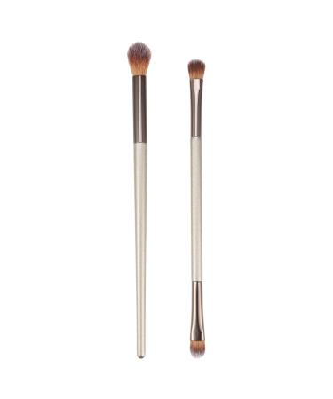 VOCOSTE 2pcs Double-ended Makeup Brush Kit Under Eye Concealer Brush Highlighter Eyeshadow Brush Wooden Handle Smudger Brush Makeup Brush Tool