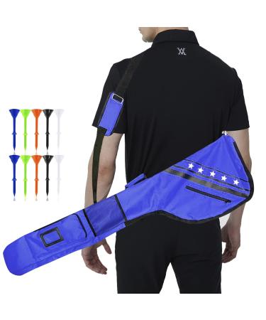 Golf Club Carry Bags Sunday Bag Thick Waterproof Lightweight Foldable with Free Plastic Tees Durable Clubs Travel Carrier Case Driving Range Practice Training Gift for Men Women Golfer Blue