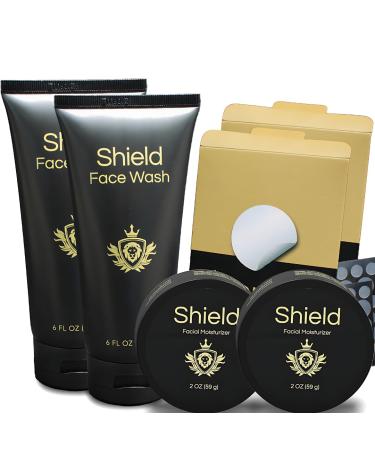 Shield System Acne System for Men Face Wash Moisturizer Pimple Patches Shield Men's Skin Care Set (4 Months)