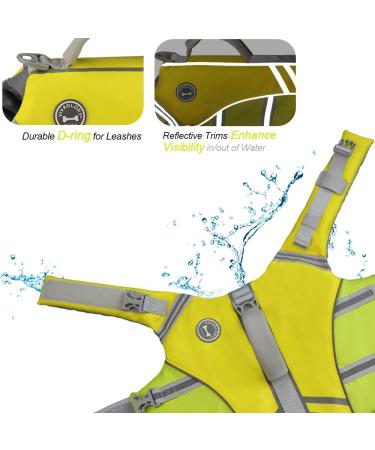 Buy Vivaglory Dog Life Jacket Durable Adjustable Buoyancy Vest for Small Dogs | Yellow-Gray Chest 48-58 cm - Buy Online on GoSupps.com