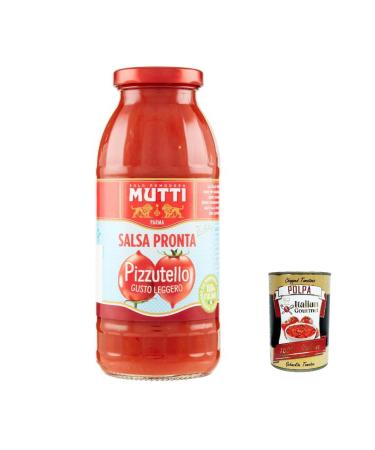Italian Gourmet E.R. Mutti Salsa Pronta Pomodoro Pizzutiello Tomato Sauces 100% Italian 300 g + Italian Gourmet Pulp 400 g Set of 12