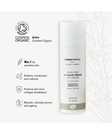 Green People Fragrance-Free 24-Hour Natural Face Cream 50ml | Organic Moisturizer for Sensitive & Dry Skin | Day & Night Care - Buy Online on GoSupps.com