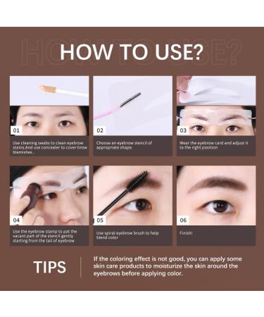 Eyebrow Powder Stencil Concealer Kit - Long Lasting Waterproof Definer with 12 Reusable Stencils - Perfect Dark Brown Brow Makeup - Buy Online on GoSupps.com