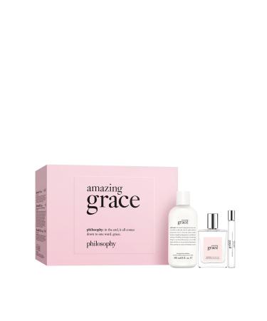 PHILOSOPHY amazing grace gift set: eau de toilette (60ml) travel spray (10ml) & firming body emulsion (240ml) - fragrance with notes of fresh bergamot and lily of the valley