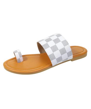 WCXTY Fashion Ring Toe Bunion Slippers Womens Summer Casual PU Foot Correction Sandals Comfort Soft Lightweight Toe Corrector Ladies Flip Flops for Hallux Valgus 6.5 White