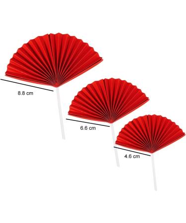 15 Pieces Paper Fan-Shaped Cupcake Topper Party Cake Top Decoration Cake Picks Baking Decoration for Bridal Shower Wedding New Year Party (Red) - Buy Online on GoSupps.com