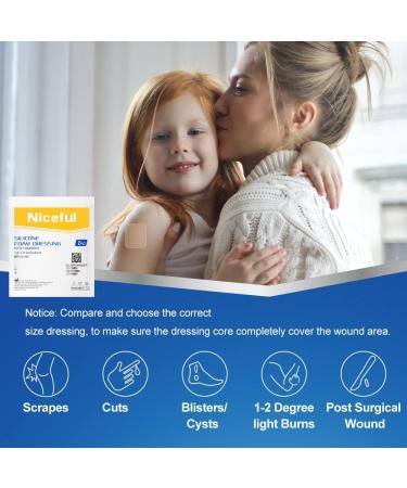Niceful 10 Pcs Waterproof Silicone Foam Dressing 1.6x2 for Wounds - HSA/FSA Eligible & Absorbent Bed Sore Bandages - Wound Care Dressing (10 Dressings) - Buy Online on GoSupps.com