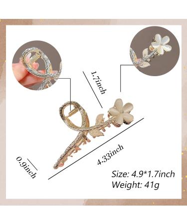 Large Metal Gold Cat Eye Stone Flower Hair Clip - Non Slip Hair Barrette for Women - Strong Hold Hair Accessory for Daily Wear - Buy Online on GoSupps.com