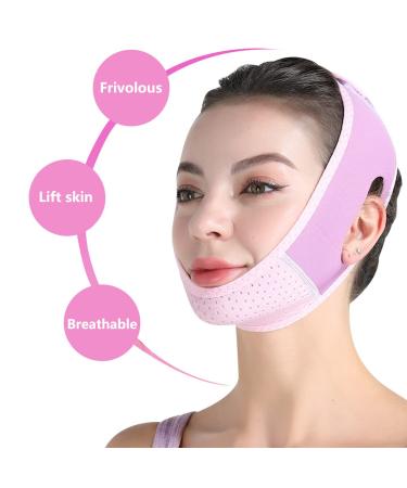 V-Shaped Face Mask Double Chin Reducer | Anti-Wrinkle Face Lifting Belt (Pink Purple) - Buy Online on GoSupps.com