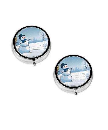 Christmas Printed Mini Round Pill Box Pill Box 3 Compartment Medicine Pill Case Pill Organizer Travel Pillbox Portable Pill Box for Pocket Home Office Use
