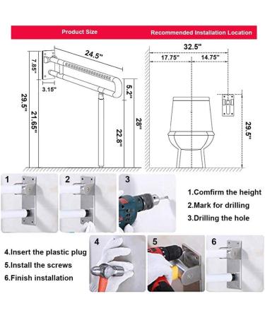 Bathroom Grab Bars Drop Down Rail Foldable Toilet Grab Bar Bathroom Handrail Aid For Elderly And Disabled Users - Buy Online on GoSupps.com