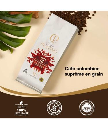 Platinum Coffee - Colombian Supremo Coffee Beans 1Kg - 100% Arabica - Certified by the National Federation of Coffee Growers of Colombia - Mesh +18 - Buy Online on GoSupps.com