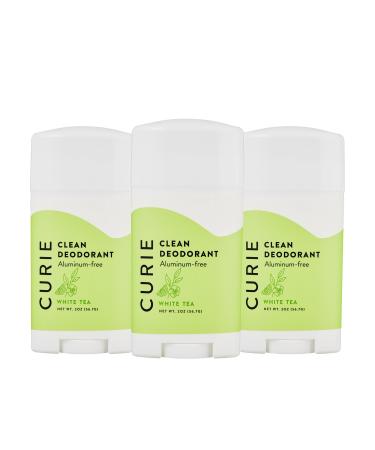 Curie Aluminum Free Deodorant - White Tea Stick 3pk - Natural Deodorant Paraben Free Cruelty Free Non-Toxic