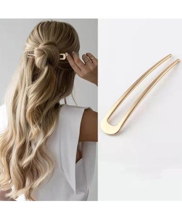 3 Pack U-Shaped French Hair Pins | Gold Hair Sticks for Women | Chignon Bun Hair Accessories - Buy Online on GoSupps.com