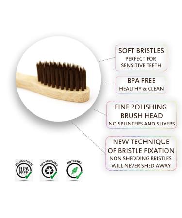 Virgin Forest Bamboo Toothbrushes - Eco-Friendly Soft Bristles, Biodegradable Wood Set of 6 - Buy Online on GoSupps.com
