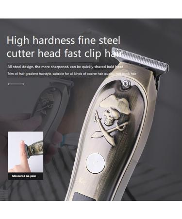 Professional Electric Hair Clipper with LCD - Cordless Metal Embossed Pirate Sculpture Hair Cutting Tool | International Shipping - Buy Online on GoSupps.com