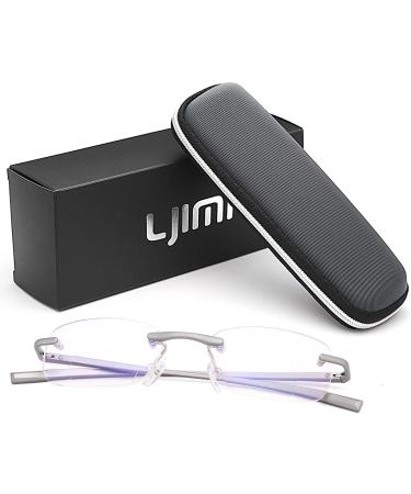 Yimi Rimless Bifocal Reading Glasses with Blue Light Filter Spring Hinge Women s Readers | Titan Alloy Silver 2.0x Magnification - Buy Online on GoSupps.com