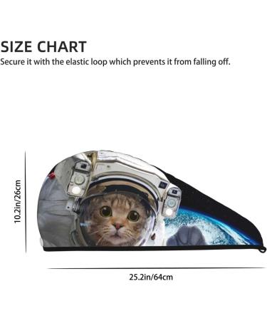 Cat Astronaut Microfiber Hair Towel | Soft & Super Absorbent Coral Velvet Hair Wrap for Women - Quick Dry for Long Curly & Thick Hair - Buy Online on GoSupps.com