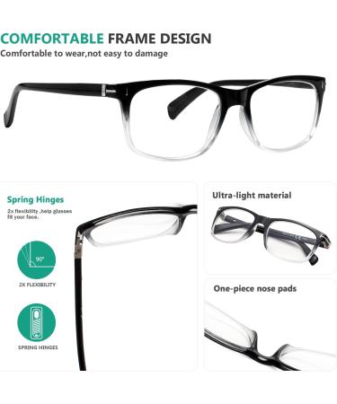 Eyekepper Fashion Retro Reading Glasses for Men & Women - +0.75 Black Square Lenses with Spring Hinges - Buy Online on GoSupps.com