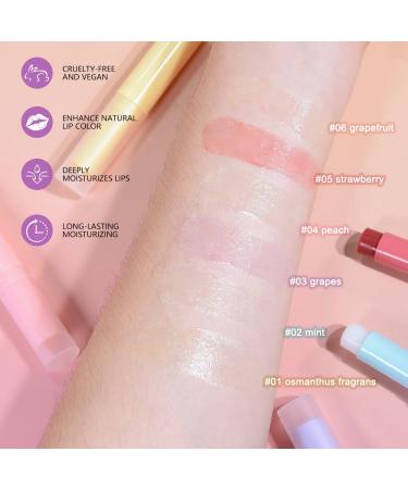 Nourishing Lip Balm for Dry & Chapped Lips Ideal Lipstick Primer for Women Deep Moisturization Chapstick Vegan Tinted Lip Balm Hydrating Fall Winter Lip Care 5#+6# 5# Strawberry + 6# Grapefruit - 2pcs - Buy Online on GoSupps.com