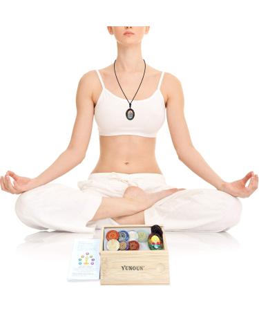 Yunoun 7 Engraved Chakra Symbols Stones Chakra Crystal Set Healing Crystal Healing - 7 Chakra Set Symbols-7 pcs - Buy Online on GoSupps.com
